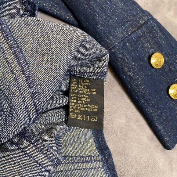 Christine Phillippe Womens Denim Jacket Sz 8 Gold Button Detail Classy Casual - Picture 4 of 11
